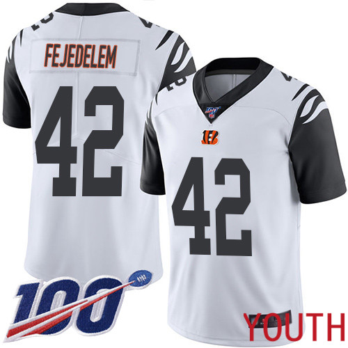 Cincinnati Bengals Limited White Youth Clayton Fejedelem Jersey NFL Footballl #42 100th Season Rush Vapor Untouchable